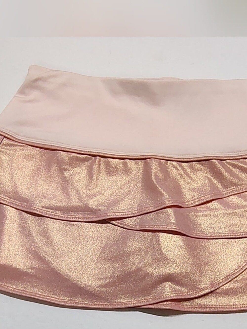 NEW Lucky in Love Metallic Scalloped Pink Ruffle Tennis Golf Sport Skort Sz XS